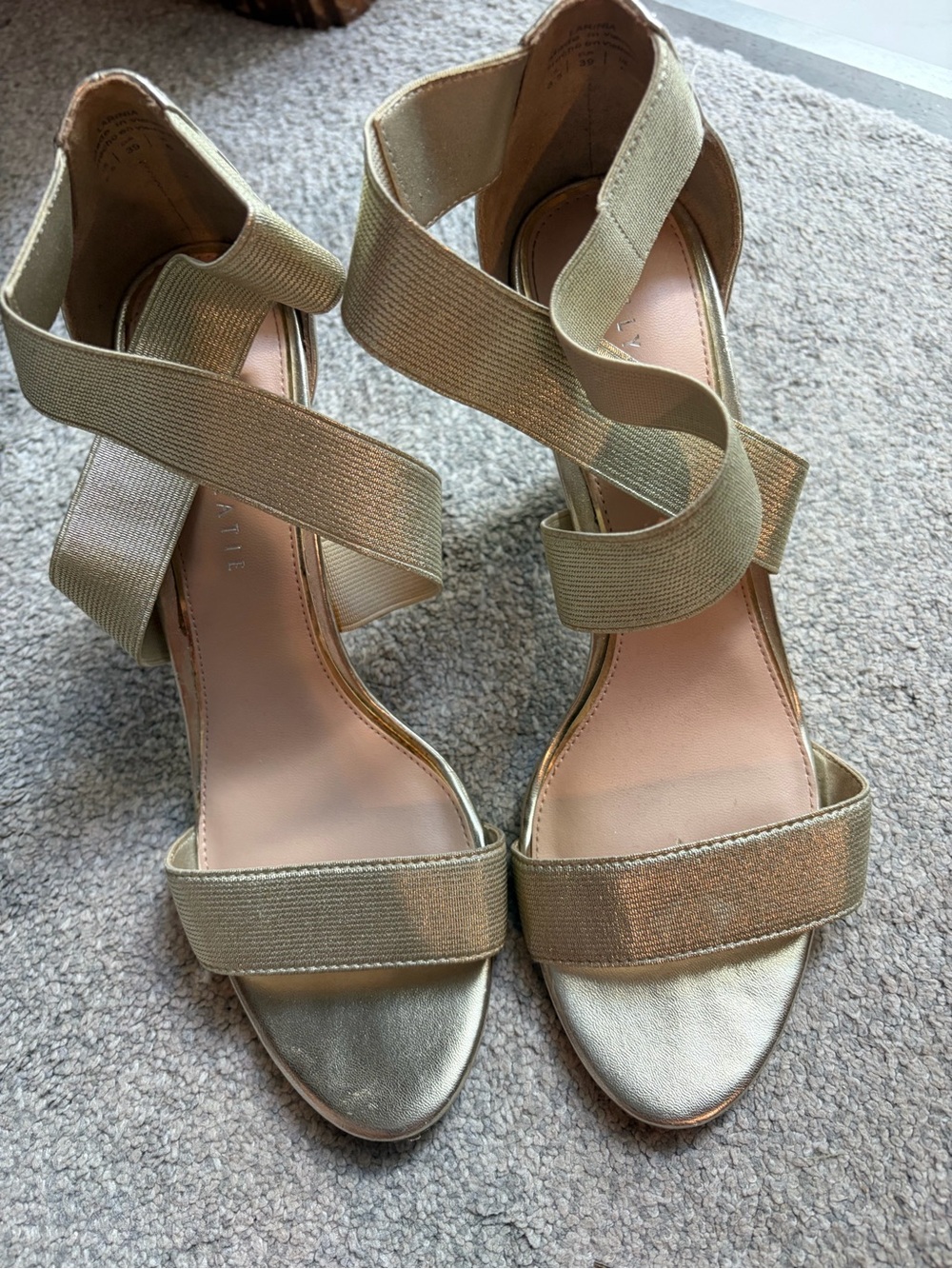 Kelly & Katie Metallic Tan Strappy Heeled Sandals